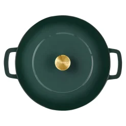 Combekk Pannenset Gietijzer Holly Green 3-delig - Braadpan ø 24, 28 cm & Koekenpan ø 26 cm