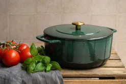 Combekk Pannenset Gietijzer Holly Green 3-delig - Braadpan ø 24, 28 cm & Koekenpan ø 26 cm