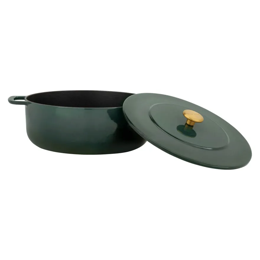 Combekk Pannenset Gietijzer Holly Green 3-delig - Braadpan ø 24, 28 cm & Koekenpan ø 26 cm