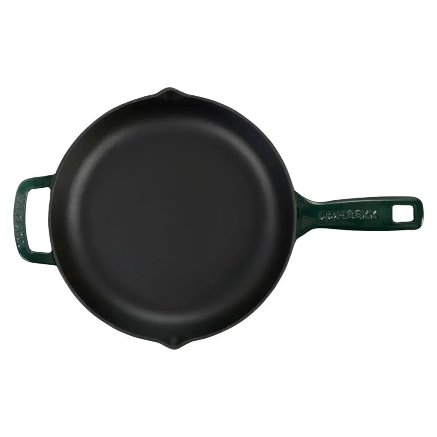 Combekk Pannenset Gietijzer Holly Green 3-delig - Braadpan ø 24, 28 cm & Koekenpan ø 26 cm