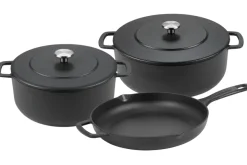 Combekk Pannenset Gietijzer Zwart 3-delig - Braadpan ø 24, 28 cm & Koekenpan ø 26 cm