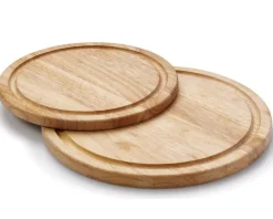 Continenta Houten Pizzaplank / Serveerplank met Sapgeul - Rubberhout - ø 30 cm