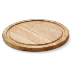 Continenta Houten Pizzaplank / Serveerplank met Sapgeul - Rubberhout - ø 30 cm
