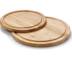 Continenta Houten Pizzaplank / Serveerplank met Sapgeul - Rubberhout - ø 25 cm