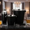 Cookinglife Barset Zwart 4-Delig - Cocktailshaker, Champagnekoeler, Ijsemmer en Tang