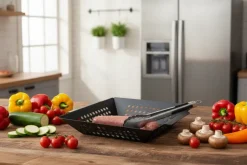 Cookinglife BBQ Grillmand Fire & Flavour 29 x 26 x 5 cm - Non-Stick Metaal - Geschikt voor Groenten en Vis