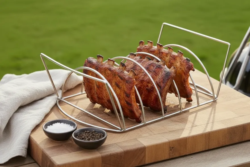 Cookinglife BBQ Sparerib Rek Fire & Flavour - Hittebestendig Staal - Grillen van Vlees en Gevogelte