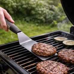 Cookinglife BBQ Spatel Fire & Flavour RVS 35 cm - Grill Spatel Zwart/Grijs