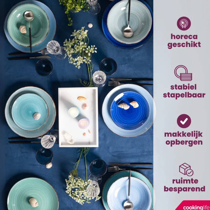 Cookinglife Bekers Delice Blauw 350 ml - 6 stuks