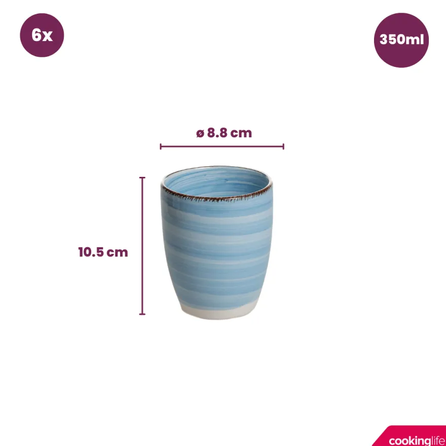Cookinglife Bekers Delice Blauw 350 ml - 6 stuks