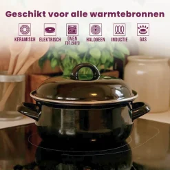Cookinglife Braadpan met deksel - Emaille - Cooking - ø 26 cm / 5 Liter - geëmailleerde anti-aanbaklaag