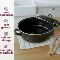 Cookinglife Braadpan met deksel - Emaille - Cooking - ø 26 cm / 5 Liter - geëmailleerde anti-aanbaklaag