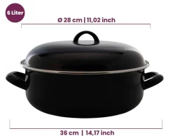 Cookinglife Braadpan met deksel - Emaille - Cooking - ø 28 cm / 6 Liter - geëmailleerde anti-aanbaklaag