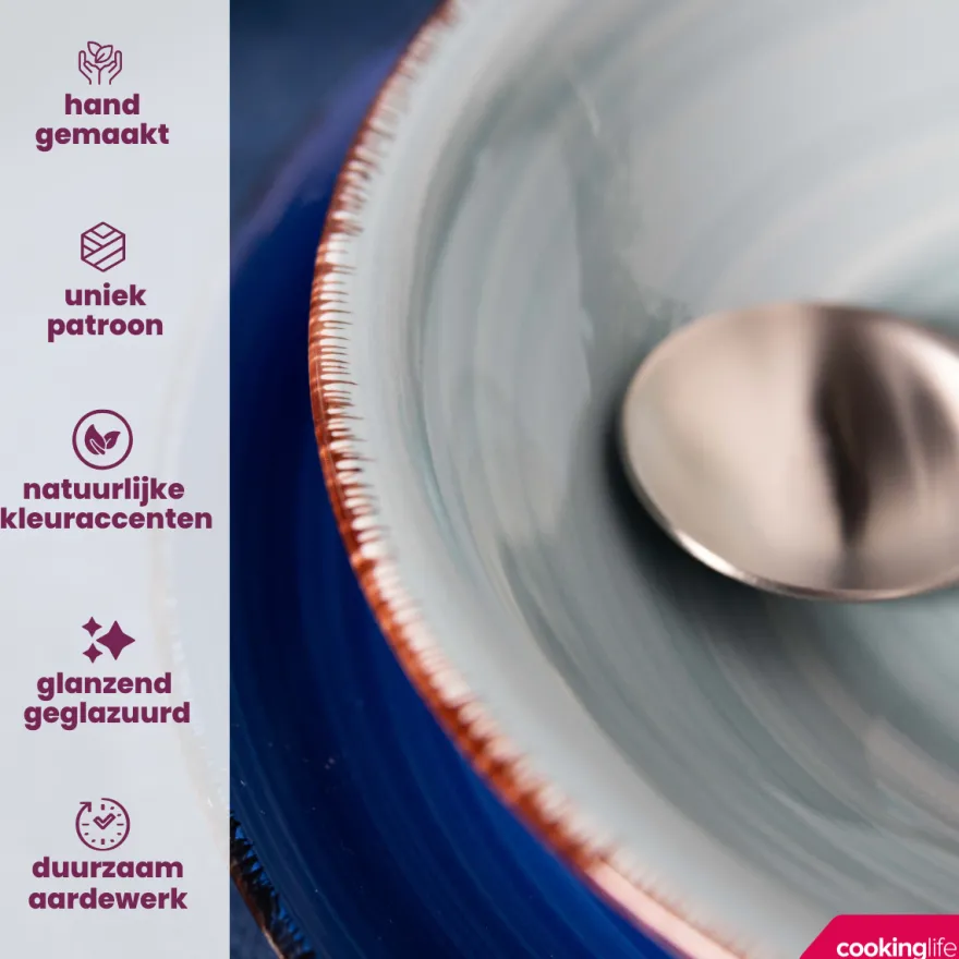 Cookinglife Diepe borden / Pastaborden Delice Blauw ø 21 cm - 6 stuks