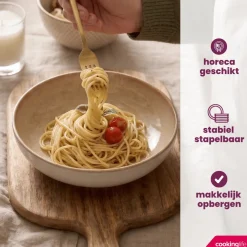 Cookinglife Diepe Borden / Pastaborden Serene Zand ø 23 cm - Aardewerk - 4 stuks
