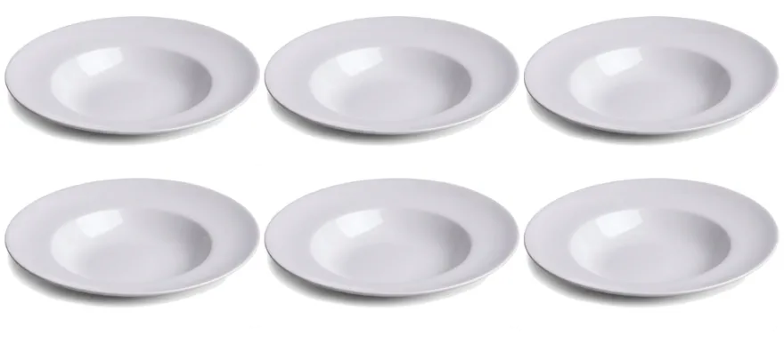 Cookinglife Diepe borden / Pastaborden - Porselein - Wit - ø 27 cm - 6 Stuks