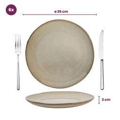 Cookinglife Dinerborden Sabi Beige ø 26 cm - 6 Stuks