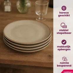 Cookinglife Dinerborden Sabi Beige ø 26 cm - 6 Stuks