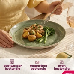 Cookinglife Dinerborden Serene Green ø 28 cm - Aardewerk - 4 Stuks
