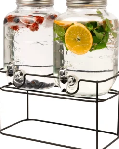 Cookinglife Dubbele Drankdispenser - met houder - 2 x 4 liter