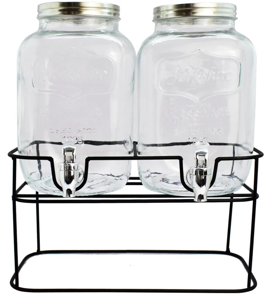 Cookinglife Dubbele Drankdispenser - met houder - 2 x 4 liter
