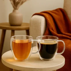 Cookinglife Dubbelwandige Koffie- / theeglazen met oor 280 ml - 2 stuks