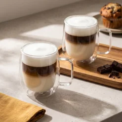 Cookinglife Dubbelwandige Latte macchiato- / theeglazen met oor - 400 ml - 2 Stuks