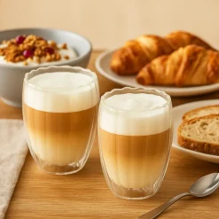 Cookinglife Dubbelwandige Latte Macchiato glazen / Koffieglazen Pumpkin 300 ml - 2 stuks