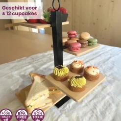 Cookinglife Etagere 4 Laags / Serveertoren + Schaaltje - Zwart Metaal