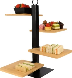 Cookinglife Etagere 4 Laags / Serveertoren + Schaaltje - Zwart Metaal