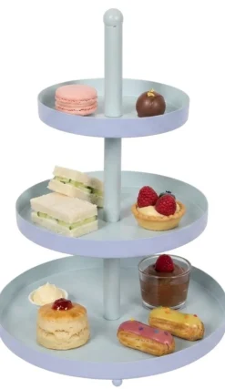 Cookinglife Etagere Metaal - Blauw / Mint - ø 15, 20 & 25 cm - 3-laags - 35 cm hoog