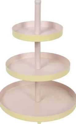 Cookinglife Etagere Metaal - Geel / Roze - ø 15, 20 & 25 cm - 3-laags - 35 cm hoog