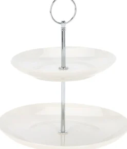 Cookinglife Etagère Porselein 2-laags ø 17 & 21 cm - Serveertoren voor Hapjes en Desserts