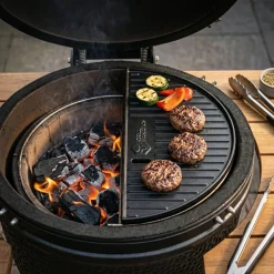 Cookinglife Grill Halve Maan Grillplaat / Plancha Gietijzer - 2-zijdig - Geschikt voor 46 cm Kamado's