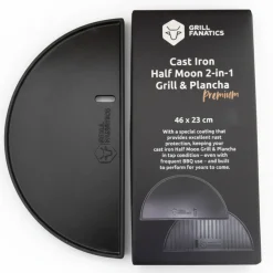 Cookinglife Grill Halve Maan Grillplaat / Plancha Gietijzer - 2-zijdig - Geschikt voor 46 cm Kamado's