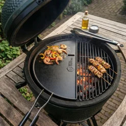 Cookinglife Grill Halve Maan Grillplaat / Plancha Gietijzer - 2-zijdig - Geschikt voor 46 cm Kamado's