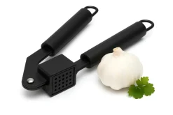 Cookinglife Knoflookpers Zwart 19 cm - Knoflookpers voor verse knoflook - Eenvoudig te reinigen - Stevig RVS persgedeelte - Comfortabele kunststof handgrepen - Duurzaam en stijlvol - 190 x 50 x 30 mm - Keukengerei - Keuken accessoires