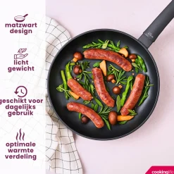 Cookinglife Koekenpan Black Cera - ø 24 cm - geschikt voor alle warmtebronnen - keramische anti-aanbaklaag