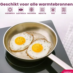 Cookinglife Koekenpan Superior Triply RVS ø 20 cm - geschikt voor alle warmtebronnen - zonder anti-aanbaklaag