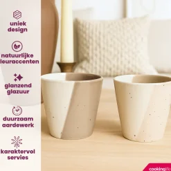 Cookinglife Koffiekopjes / Senseo Kopjes - Leem 200 ml - 6 Stuks