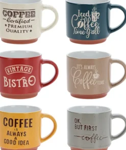Cookinglife Koffiemokken Koffiekopjes - Koffietijd - 260 ml - 6 Stuks