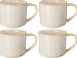 Cookinglife Koffiemokken Serene Zand 330 ml - Aardewerk - 4 stuks