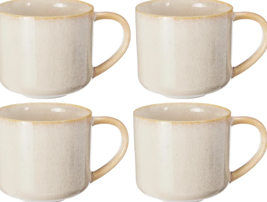 Cookinglife Koffiemokken Serene Zand 330 ml - Aardewerk - 4 stuks