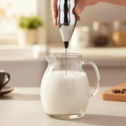 Cookinglife Melkopschuimer Chroom 20 cm - Handmatige Melkopschuimer voor Koffiespecialiteiten