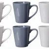 Cookinglife Mokken Siaki - Wit / Blauw / Grijs 350 ml - Porselein - 6 stuks