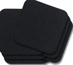 Cookinglife Onderzetters - Vegan leer - Zwart - 10 x 10 cm - 6 stuks