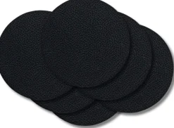 Cookinglife Onderzetters - Vegan leer - Zwart - ø 10 cm - 6 Stuks