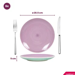 Cookinglife Ontbijtborden / Dessertborden Pastel Harmony ø 19 cm - 6 Stuks