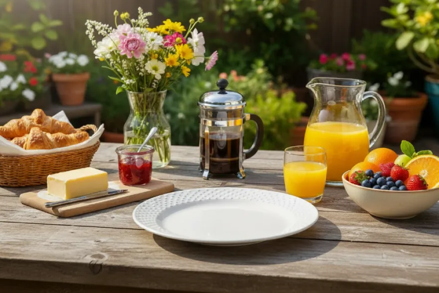 Cookinglife Ontbijtborden / Dessertborden - CampVibe - Outdoor - Kunststof - Onbreekbaar - Wit ø 21 cm - 4 Stuks