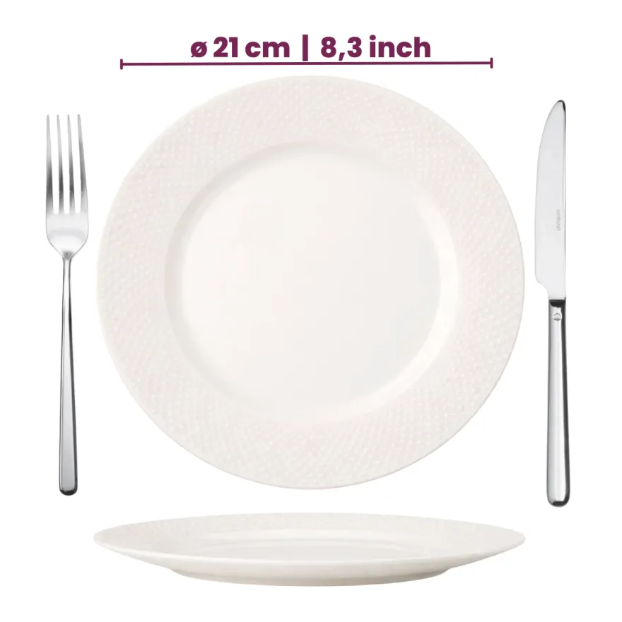Cookinglife Ontbijtborden / Dessertborden - CampVibe - Outdoor - Kunststof - Onbreekbaar - Wit ø 21 cm - 4 Stuks
